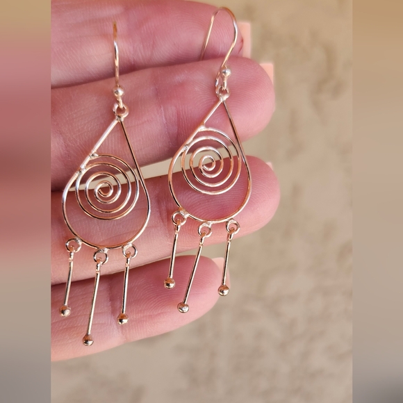 Sterling Silver Swirl dangle earrings - Picture 10 of 14